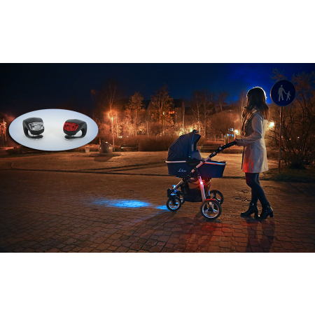 Lampki LED 2 szt do wózków lub rowerów red + white do wózków dziecięcych